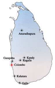 Sri Lanka Map with SLFVH district branches marked